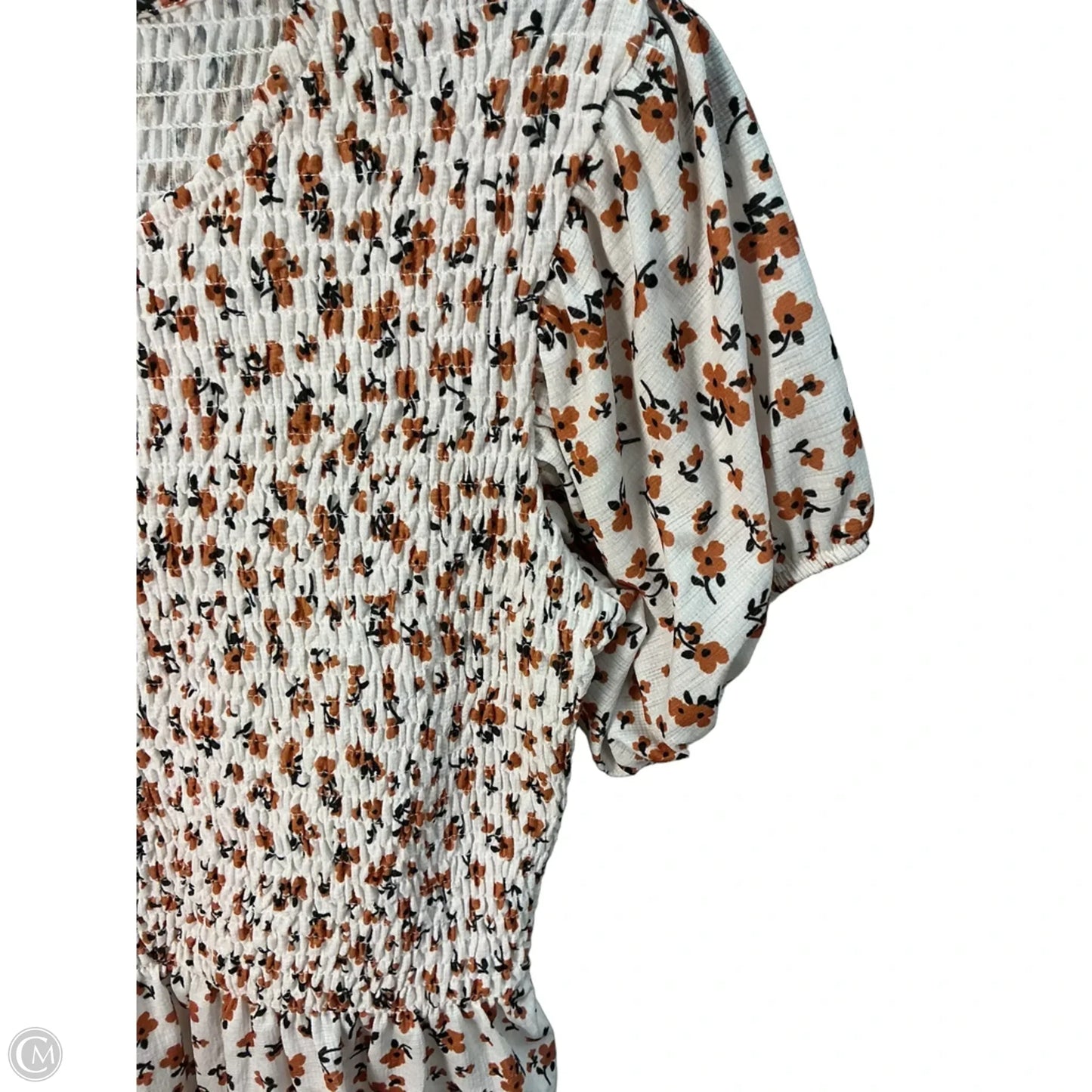 Top Short Sleeve By Zara In Orange & White, Size: M
