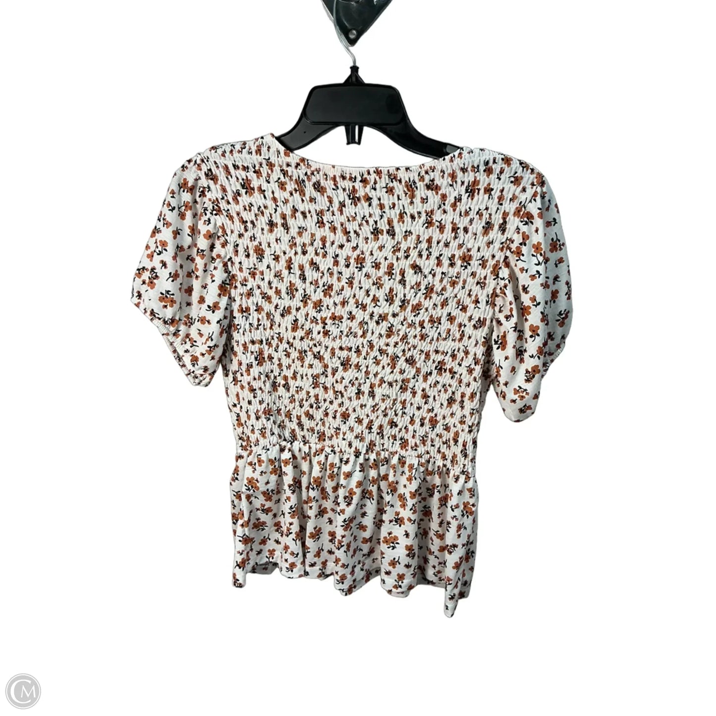 Top Short Sleeve By Zara In Orange & White, Size: M
