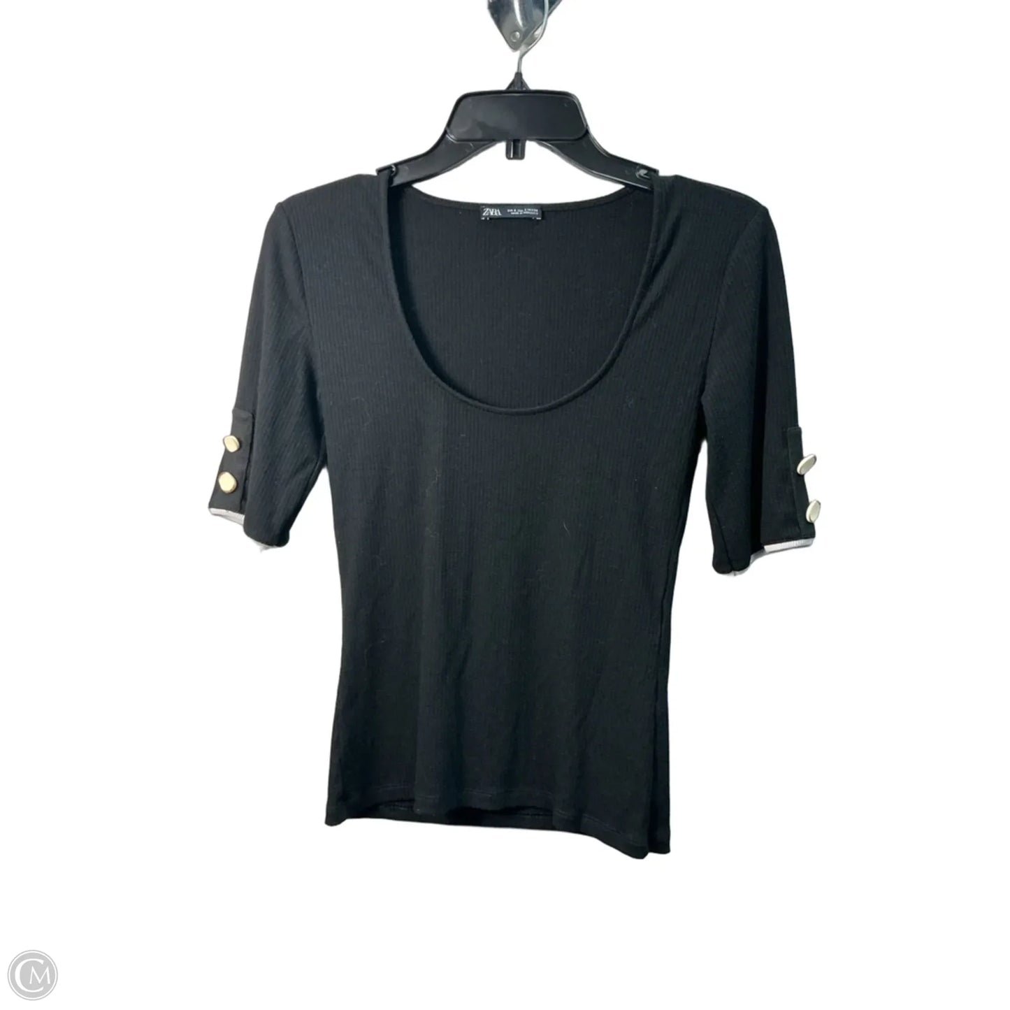 Top Short Sleeve By Zara In Black, Size: S