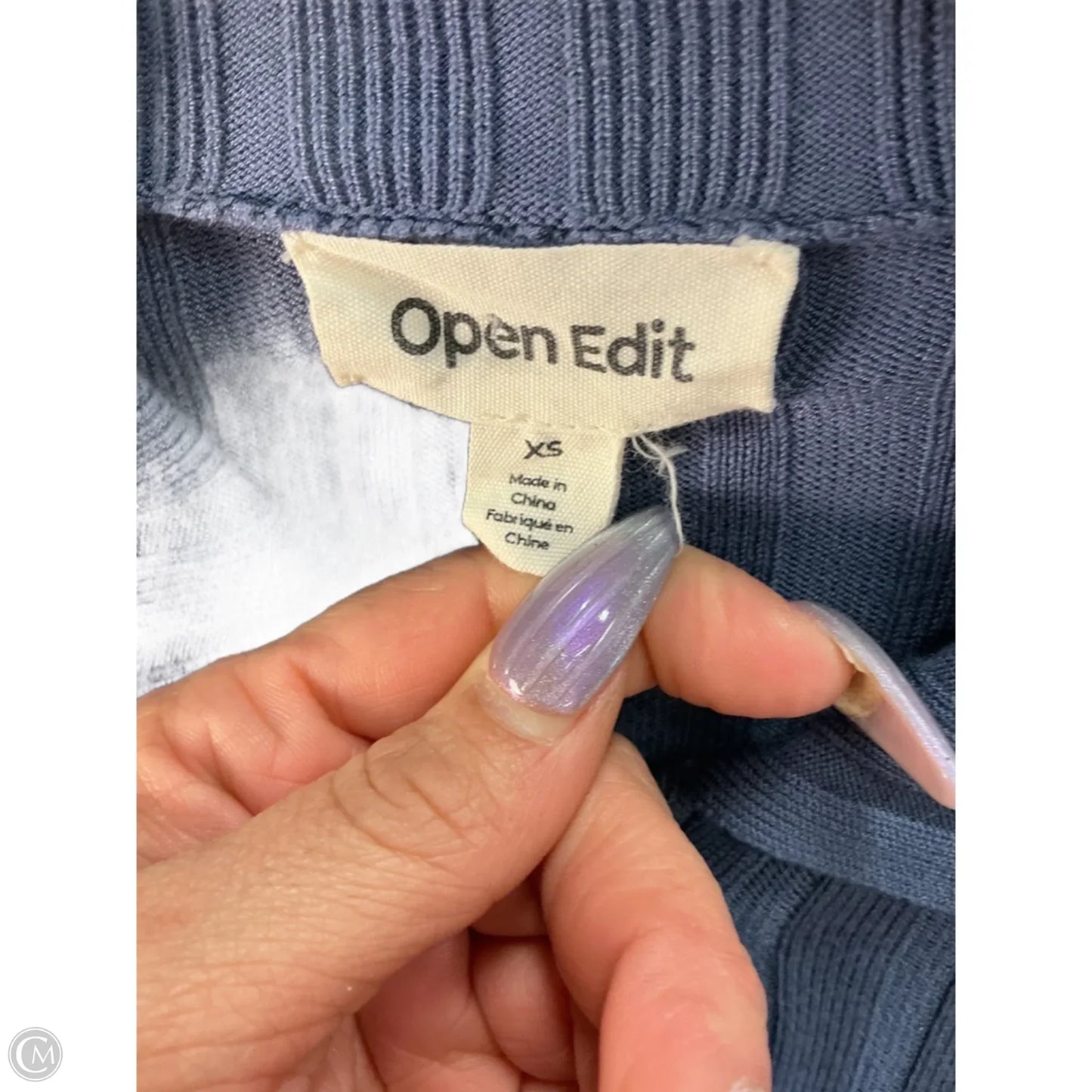 Top Long Sleeve By Open Edit In Blue, Size: Xs