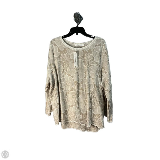 Top Long Sleeve By Solitaire In Cream, Size: 22