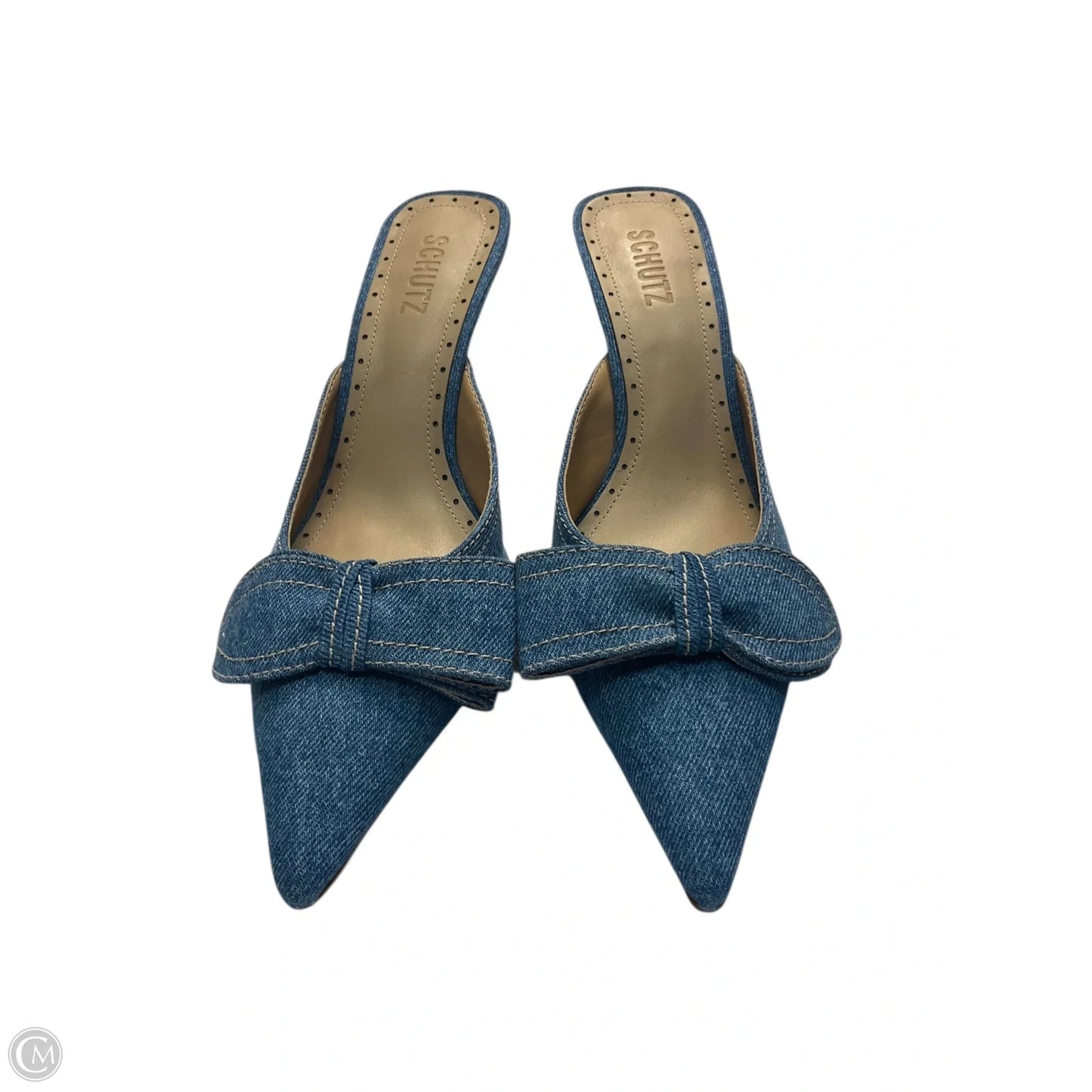 Shoes Heels Stiletto By Schutz In Blue Denim, Size: 8.5