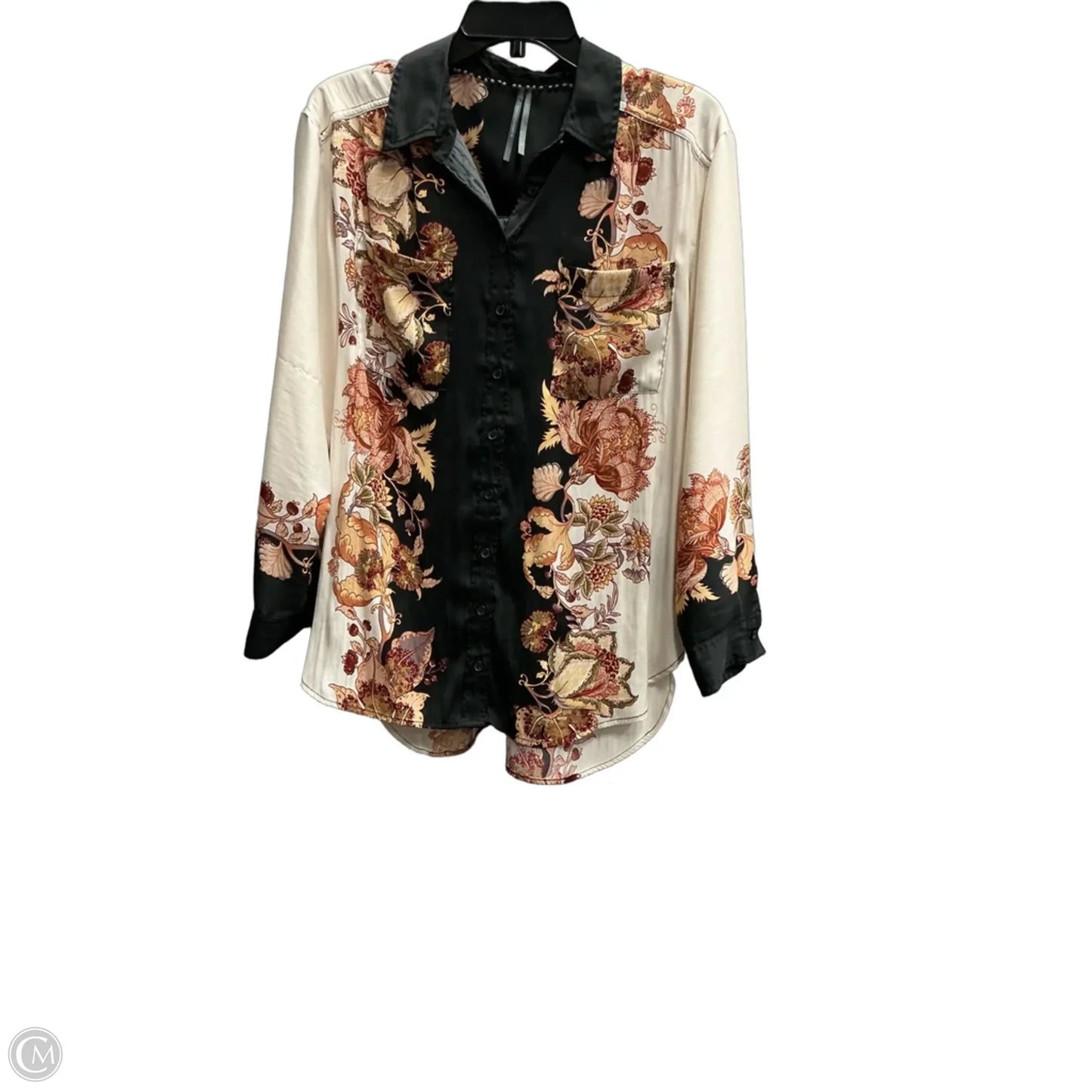 Top Long Sleeve By Anthropologie In Black & Cream, Size: M