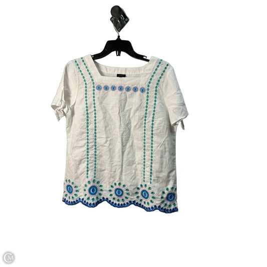 Top Short Sleeve By Talbots In Green & White, Size: M
