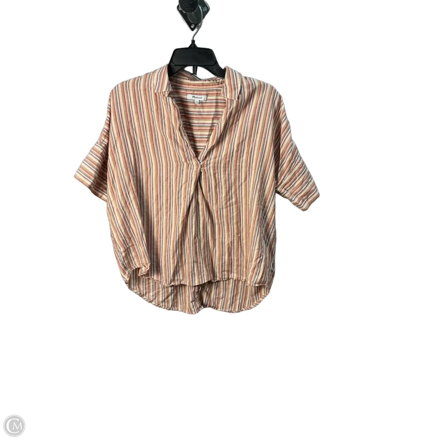 Top Short Sleeve By Madewell In Striped Pattern, Size: M