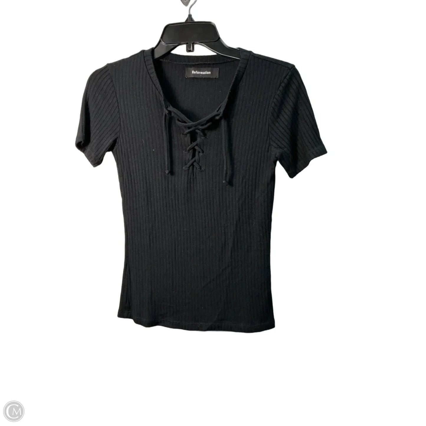 Top Short Sleeve By Reformation In Black, Size: S