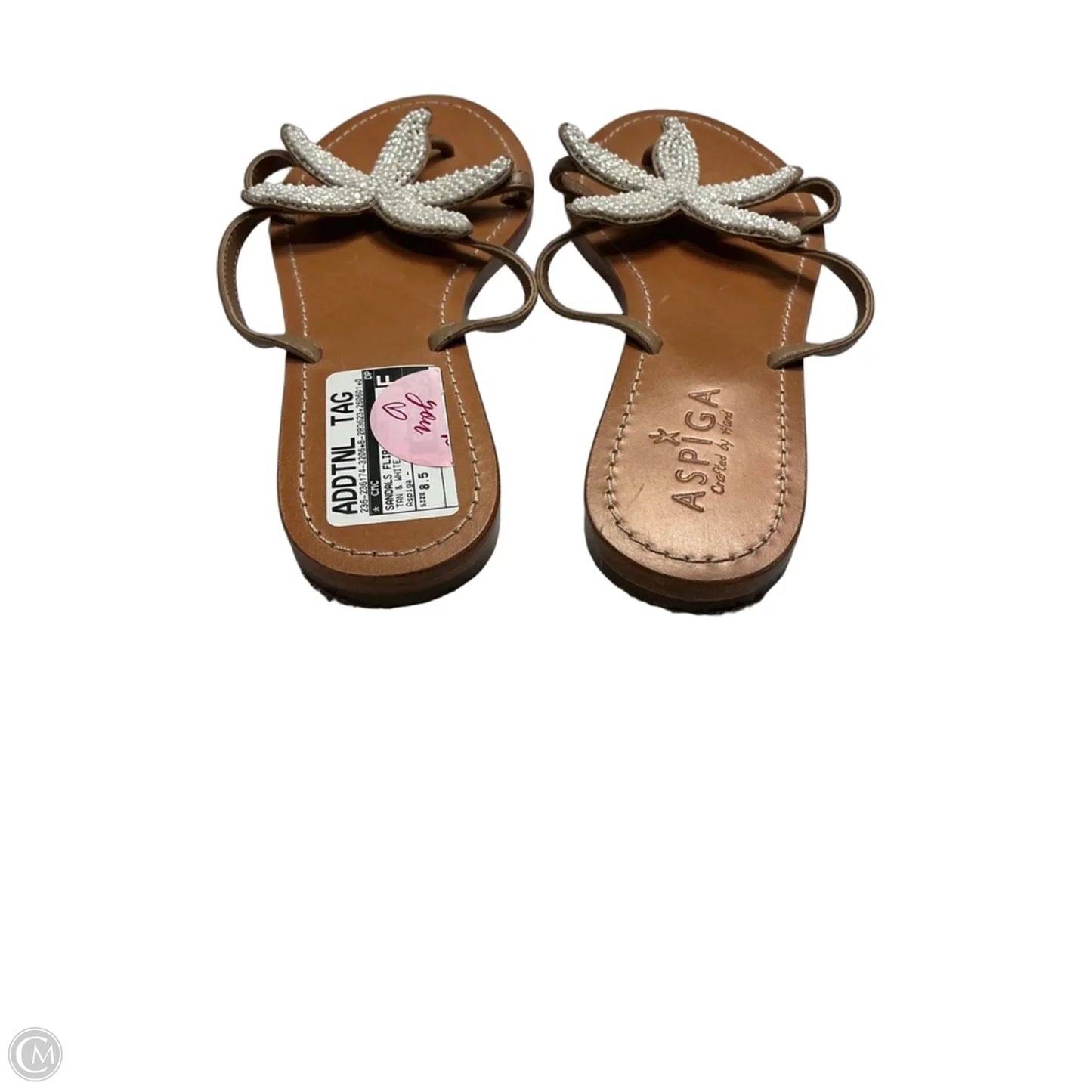 Sandals Flip Flops By Cmc In Tan & White, Size: 8.5