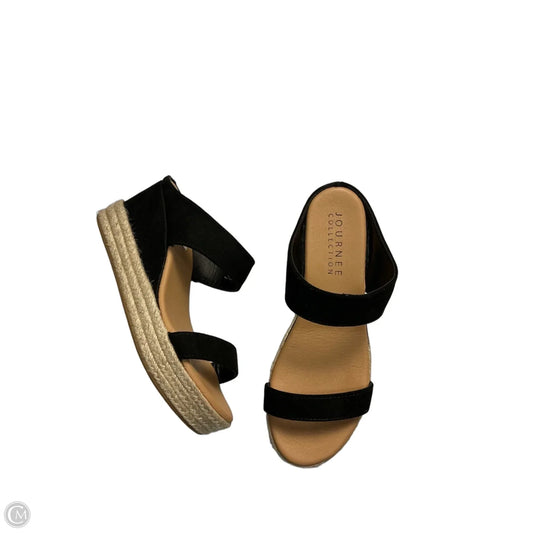 Sandals Heels Wedge By Journee In Black & Tan, Size: 8