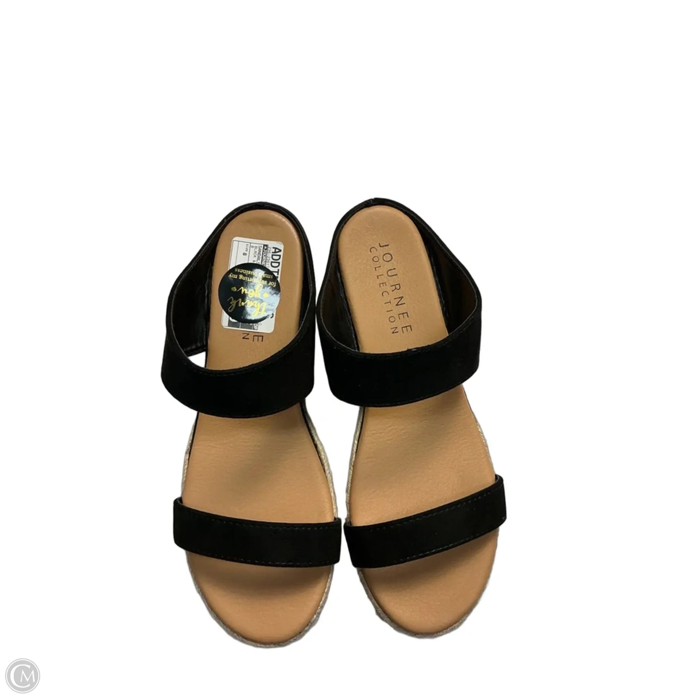 Sandals Heels Wedge By Journee In Black & Tan, Size: 8