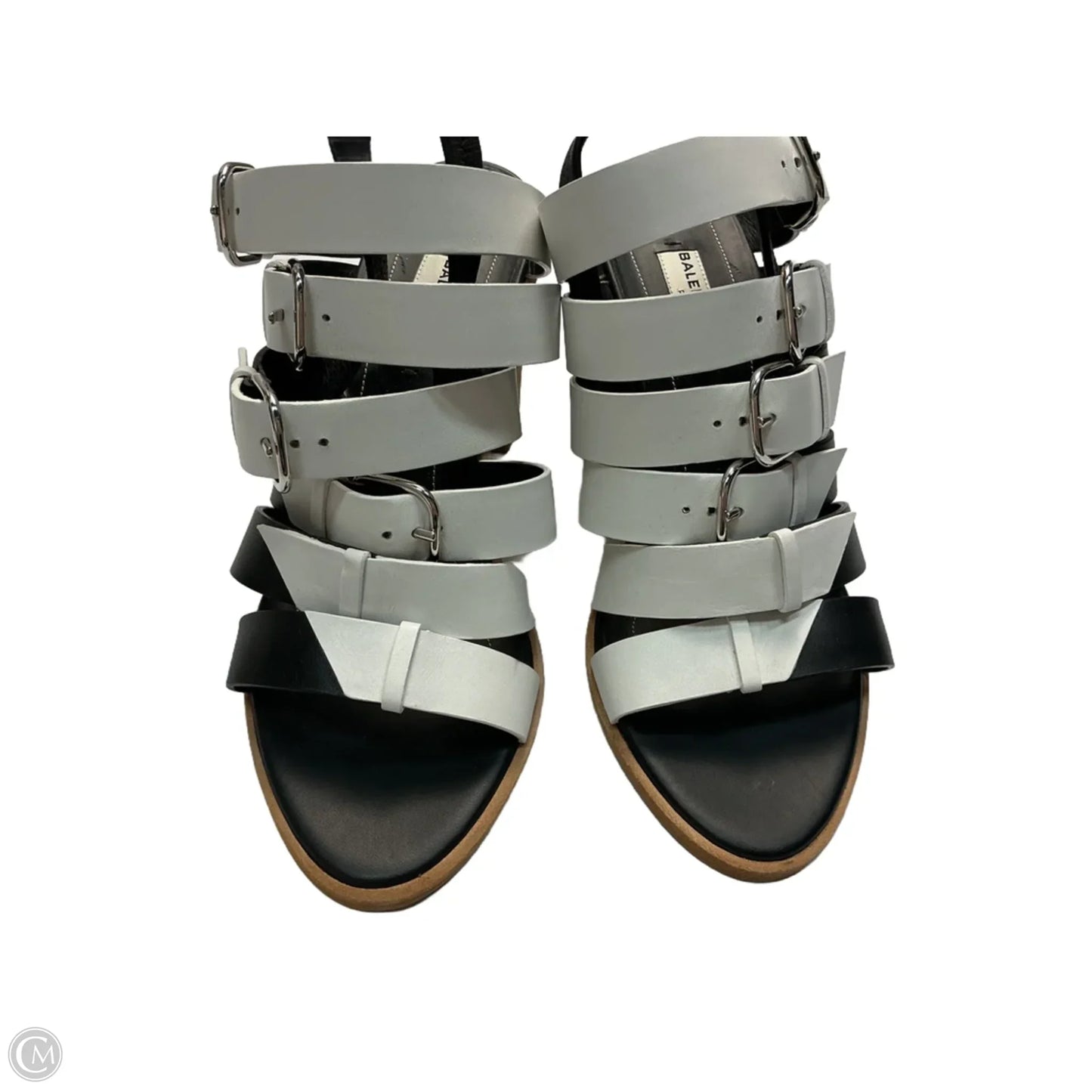 Shoes Luxury Designer By Balenciaga In Black & White, Size: 6.5