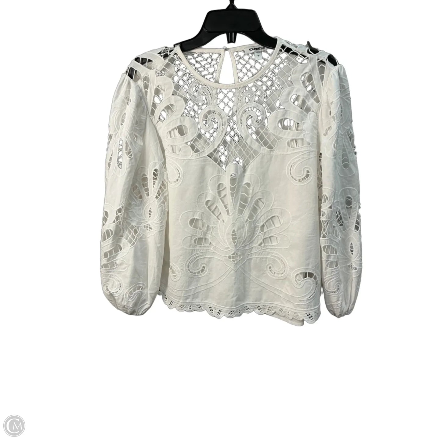Top Long Sleeve By Express In White, Size: L