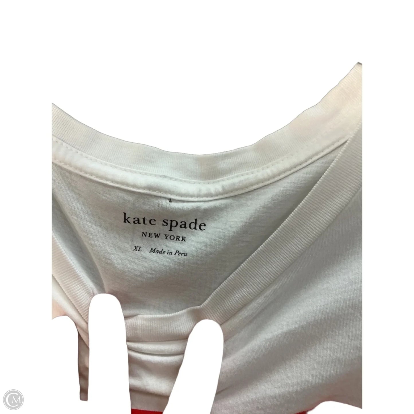 Top Short Sleeve Designer By Kate Spade In White, Size: Xl