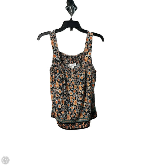Top Sleeveless By Evereve In Black & Orange, Size: S