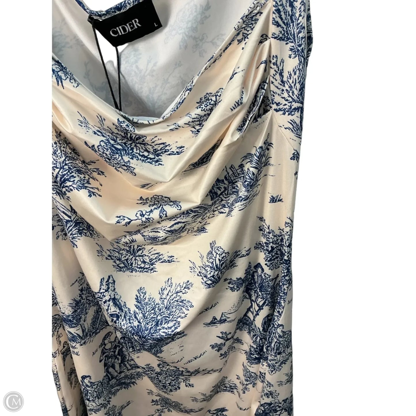 Dress Casual Midi By Cider In Blue & White, Size: L