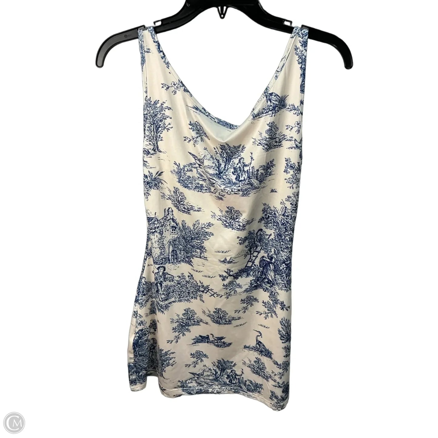 Dress Casual Midi By Cider In Blue & White, Size: L