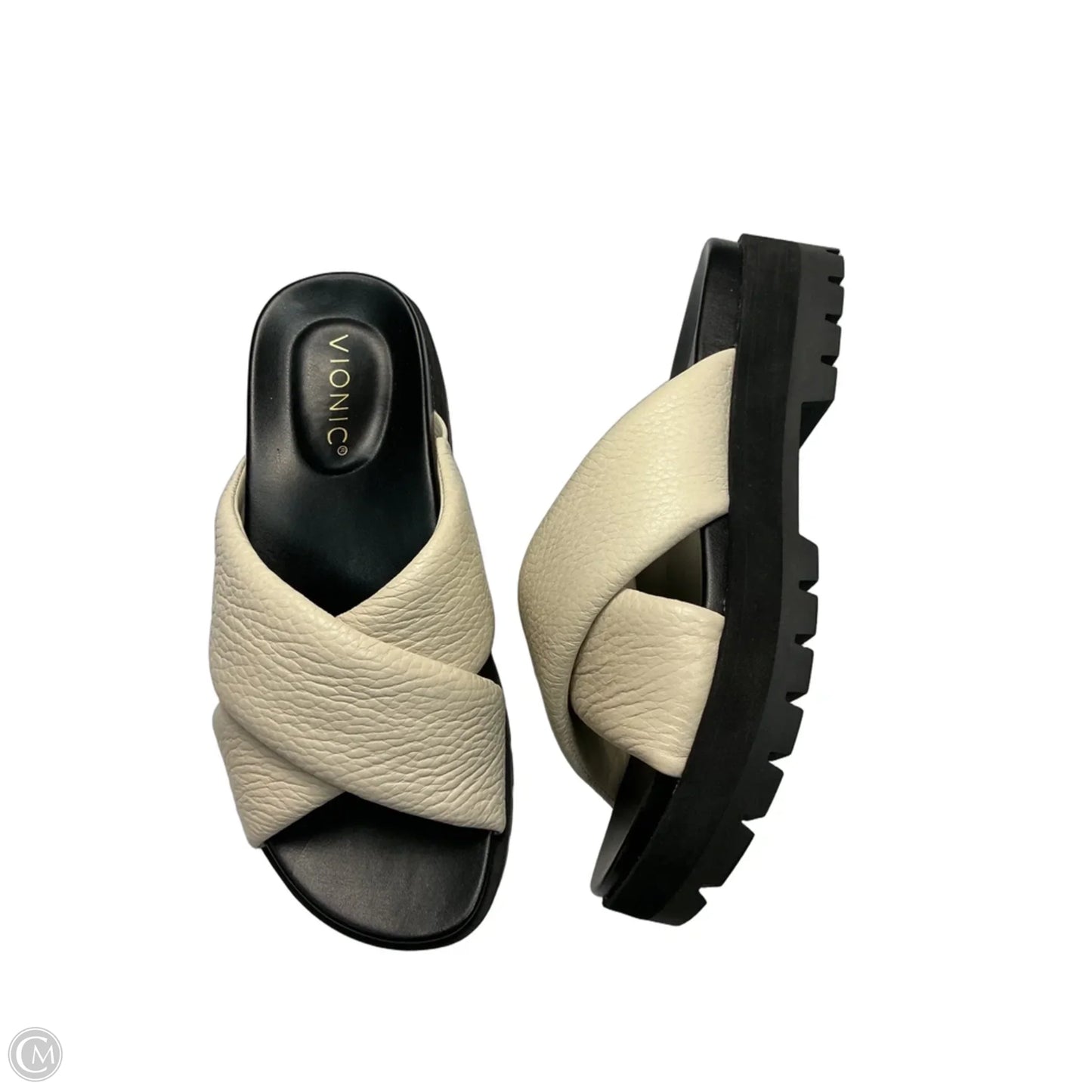 Sandals Heels Platform By Vionic In Black & White, Size: 6.5