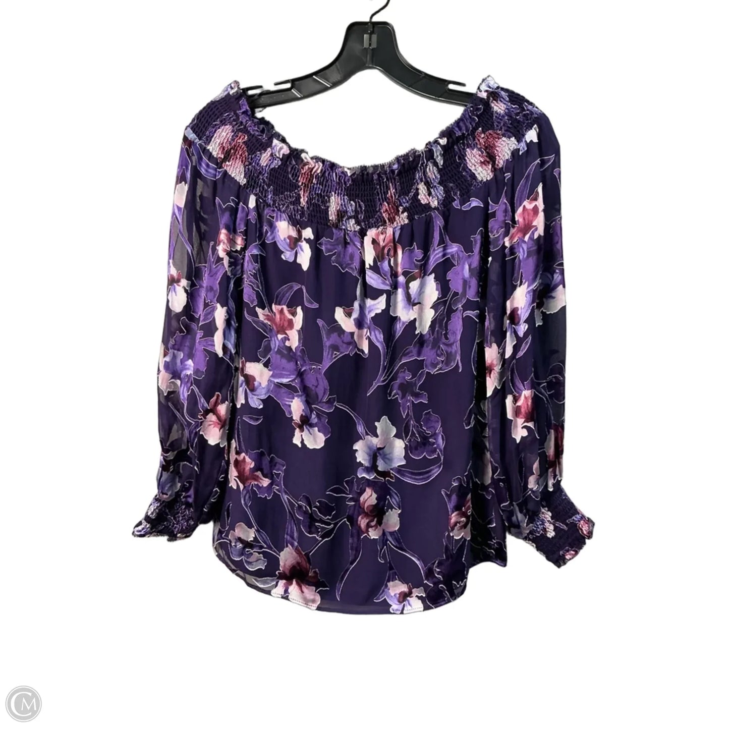 Top Long Sleeve By White House Black Market In Purple, Size: Xs