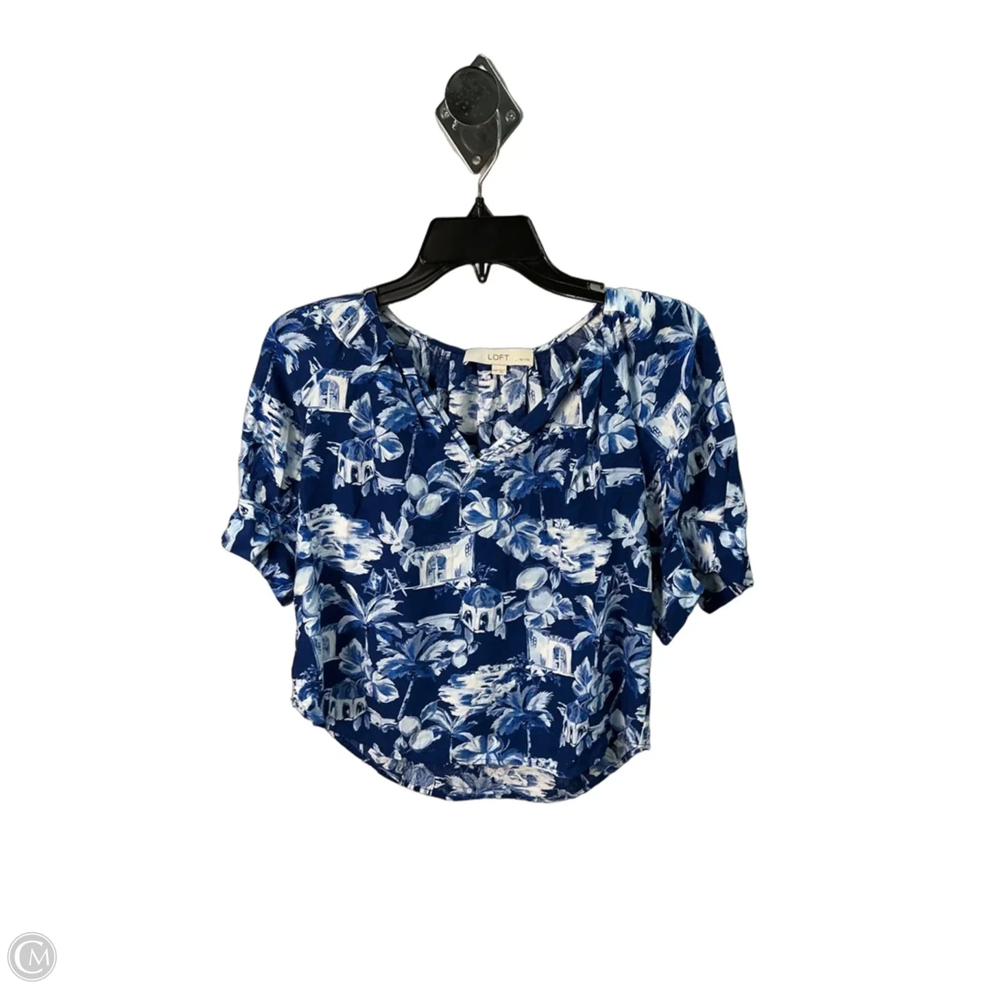 Top Short Sleeve By Loft In Blue & White, Size: Xs