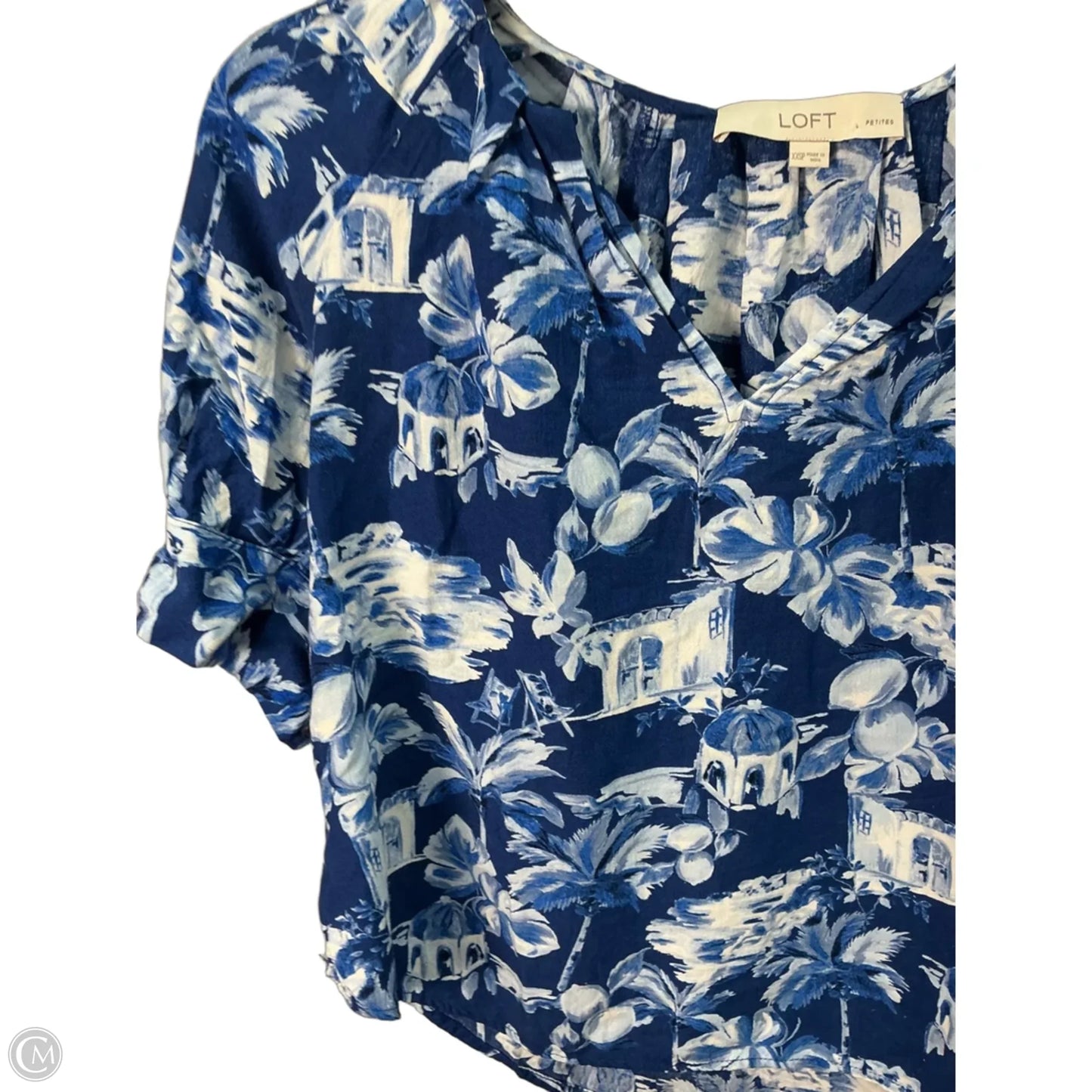 Top Short Sleeve By Loft In Blue & White, Size: Xs