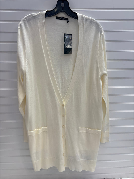 Sweater Cardigan Designer By Lauren By Ralph Lauren In Cream, Size: 2x