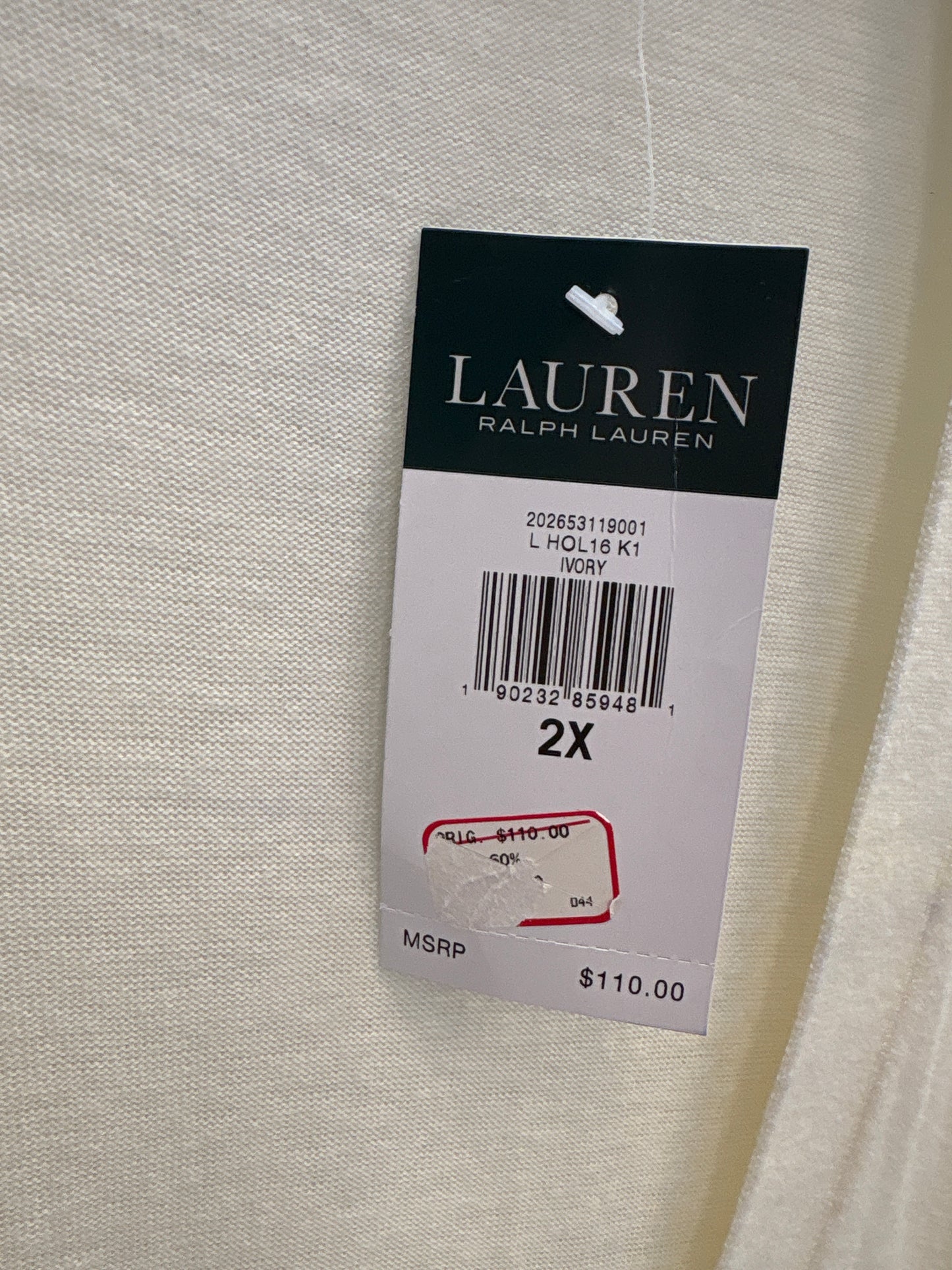 Sweater Cardigan Designer By Lauren By Ralph Lauren In Cream, Size: 2x