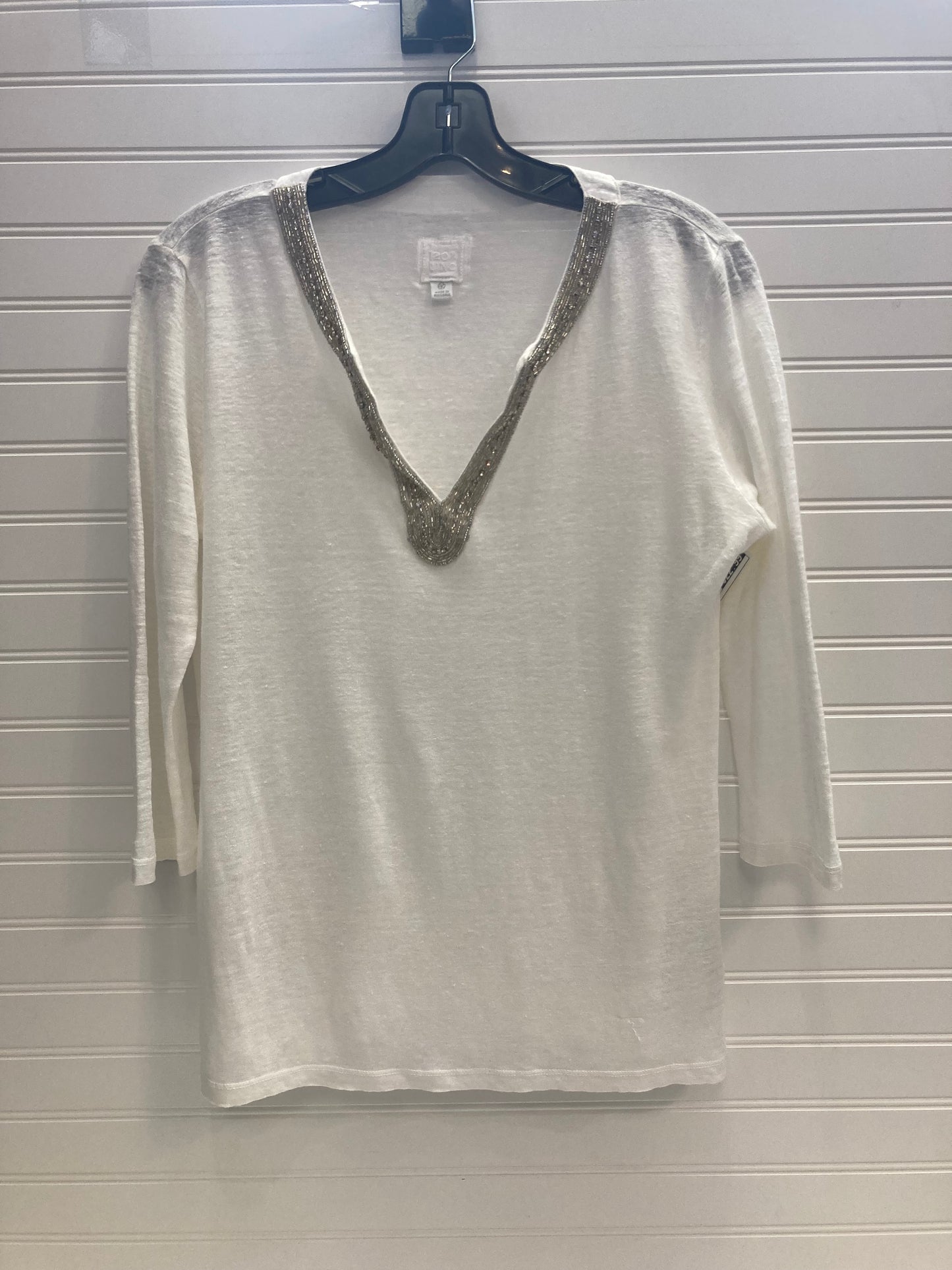 White Top 3/4 Sleeve 120 Lino, Size L