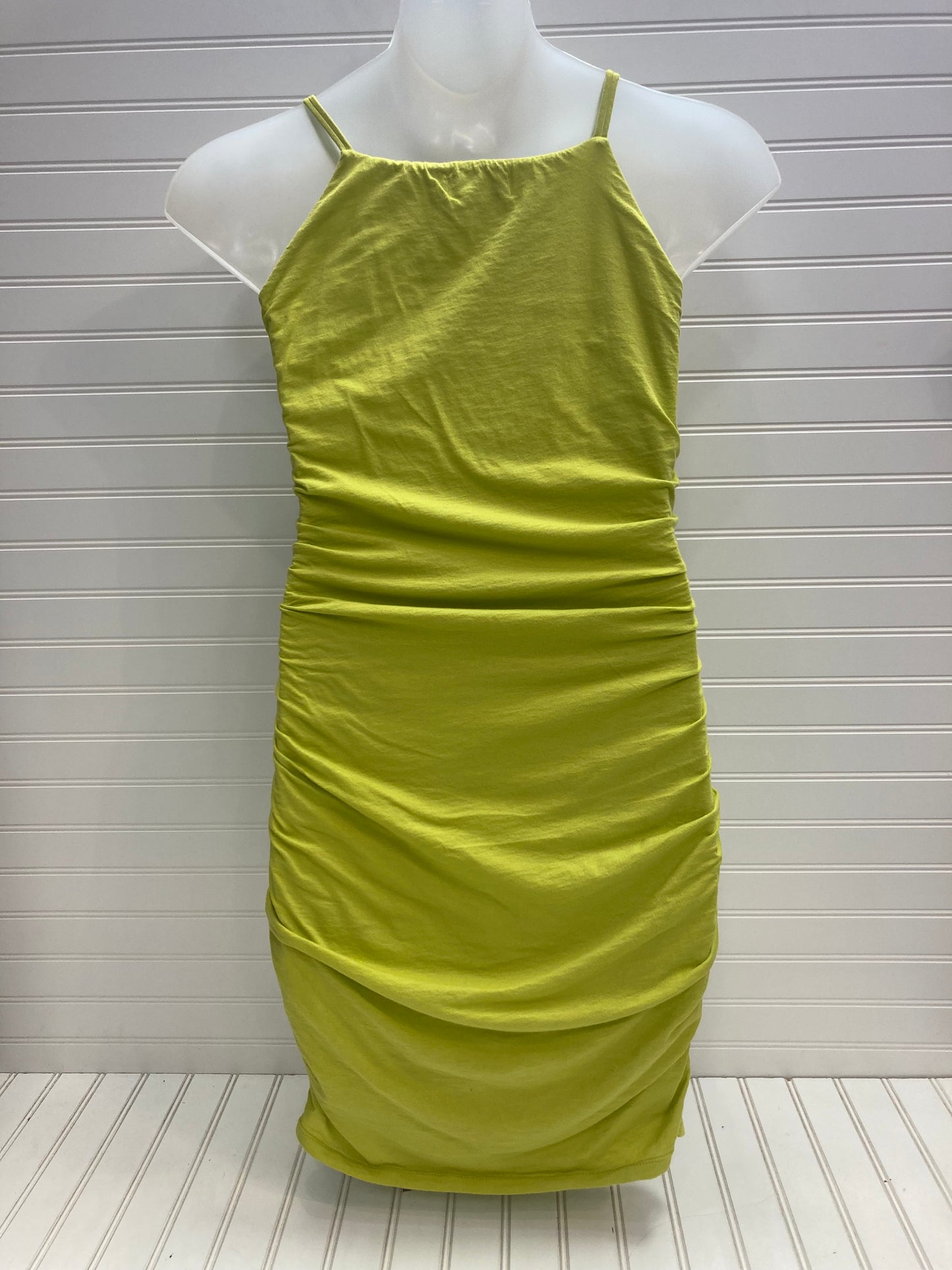 Green Dress Casual Midi Velvet, Size L