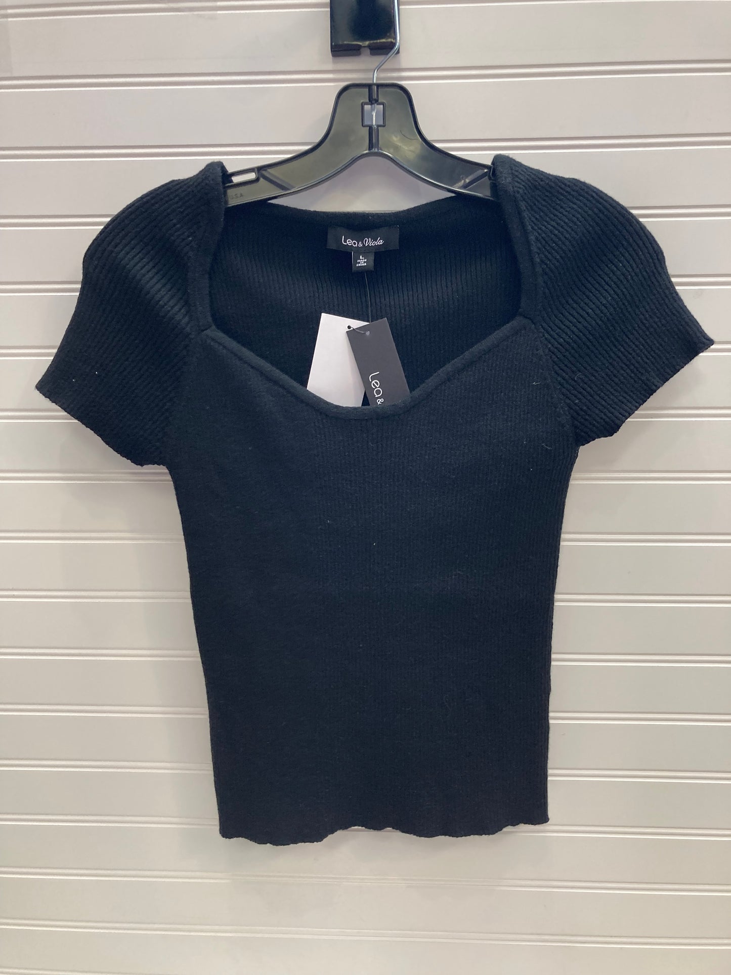 Black Top Short Sleeve Lea & Viola, Size L