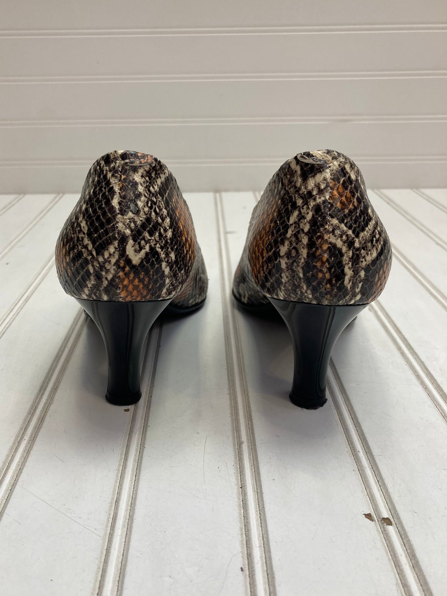 Snakeskin Print Shoes Heels Kitten BeautiFeel, Size 6.5