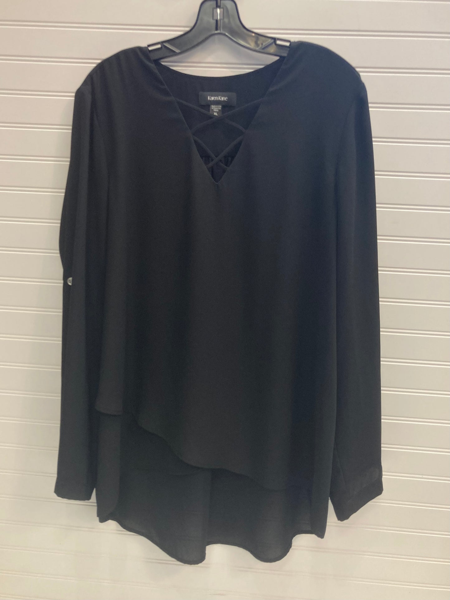 Black Top Long Sleeve Karen Kane, Size Xl