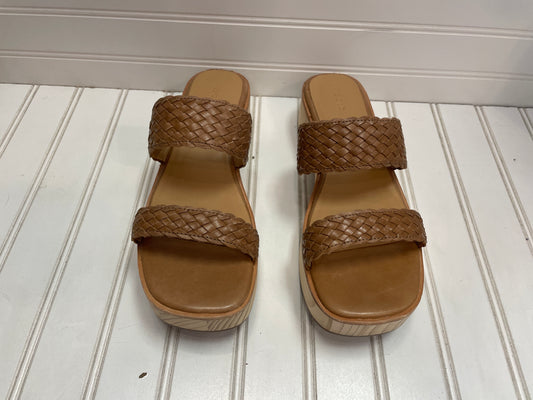 Tan Sandals Heels Platform Nisolo, Size 9