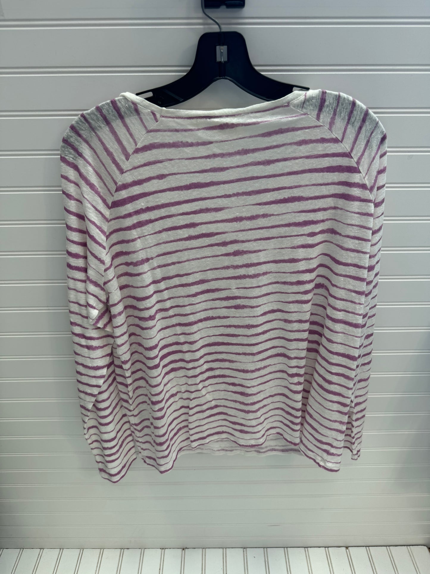 Top Long Sleeve By Hartford,  In Pink & White, Size: Xl