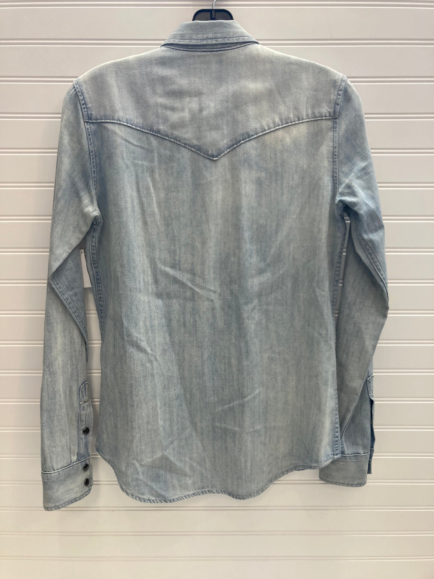 Blouse Long Sleeve By Mother In Blue Denim, Size: Xs