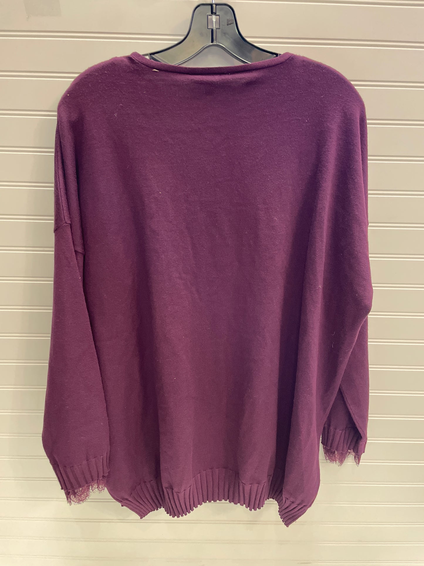 Sweater By Adrianna Papell In Purple, Size: L