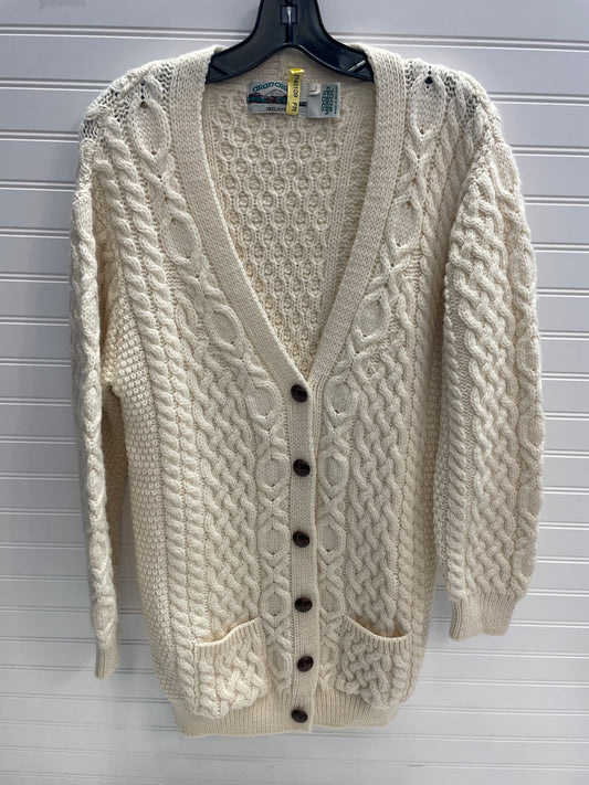 Sweater Cardigan By Arancrafts In Cream, Size: L