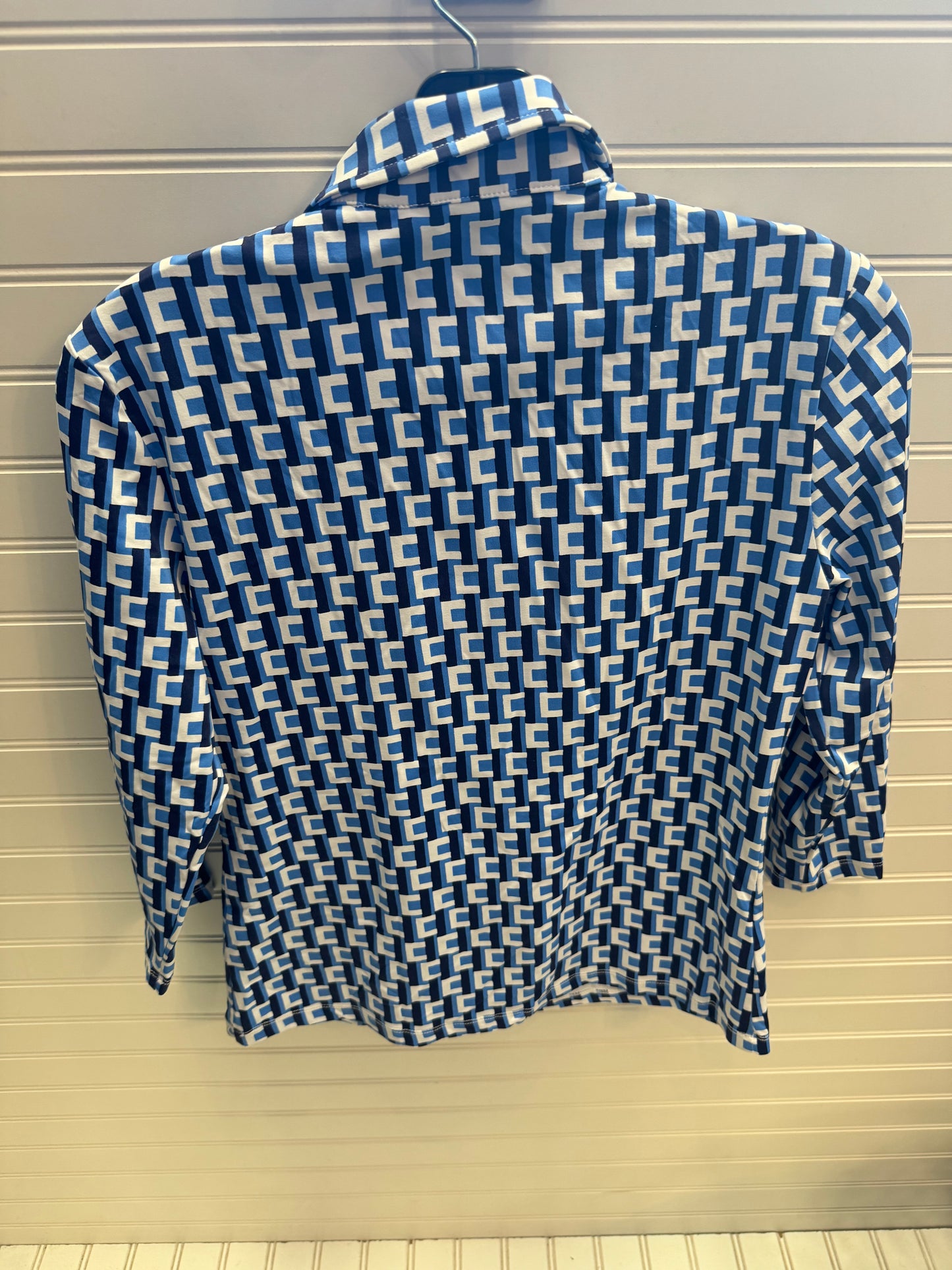 Top 3/4 Sleeve By J Mclaughlin In Blue & White, Size: S