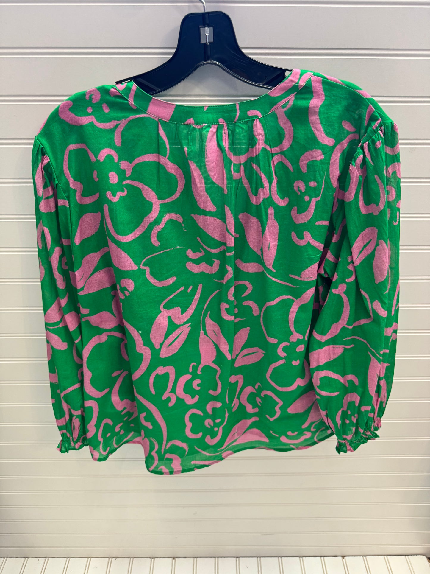 Blouse Long Sleeve By Velvet In Green & Pink, Size: S