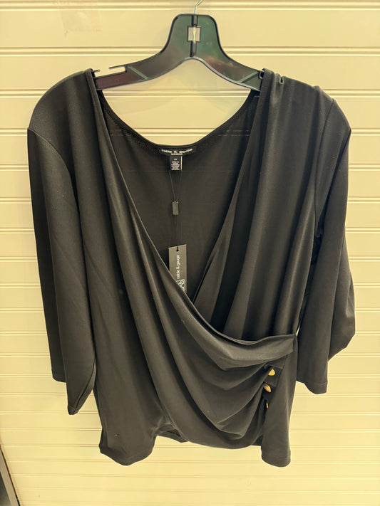 Top 3/4 Sleeve By Cable And Gauge In Black, Size: 3x