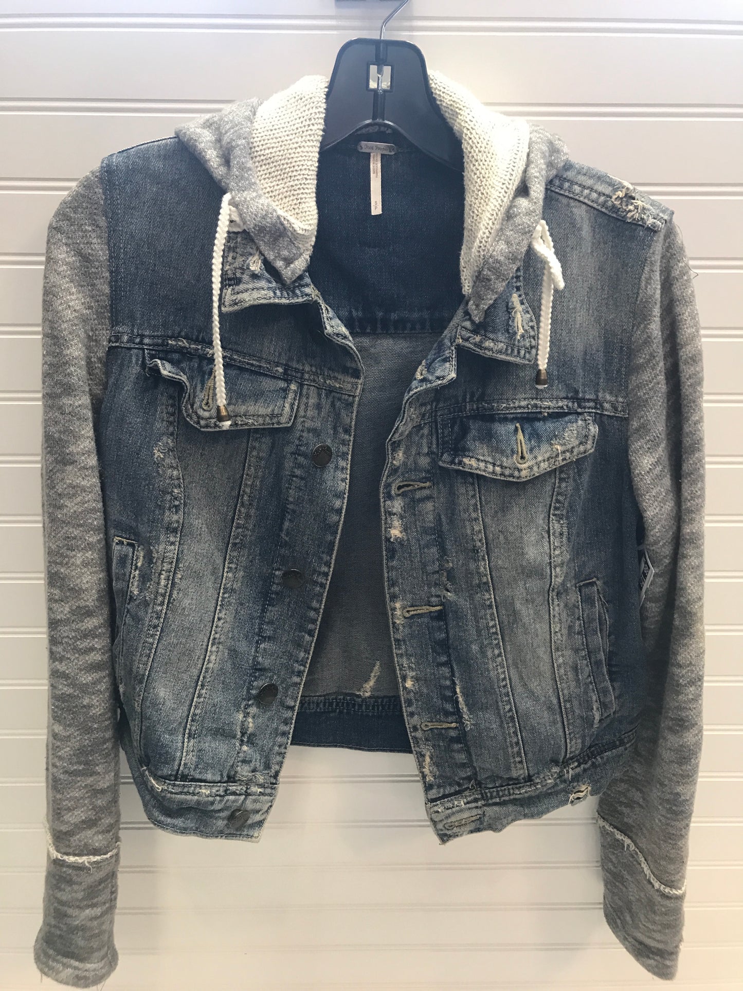 Jacket Denim By Free People In Blue & Grey, Size: S