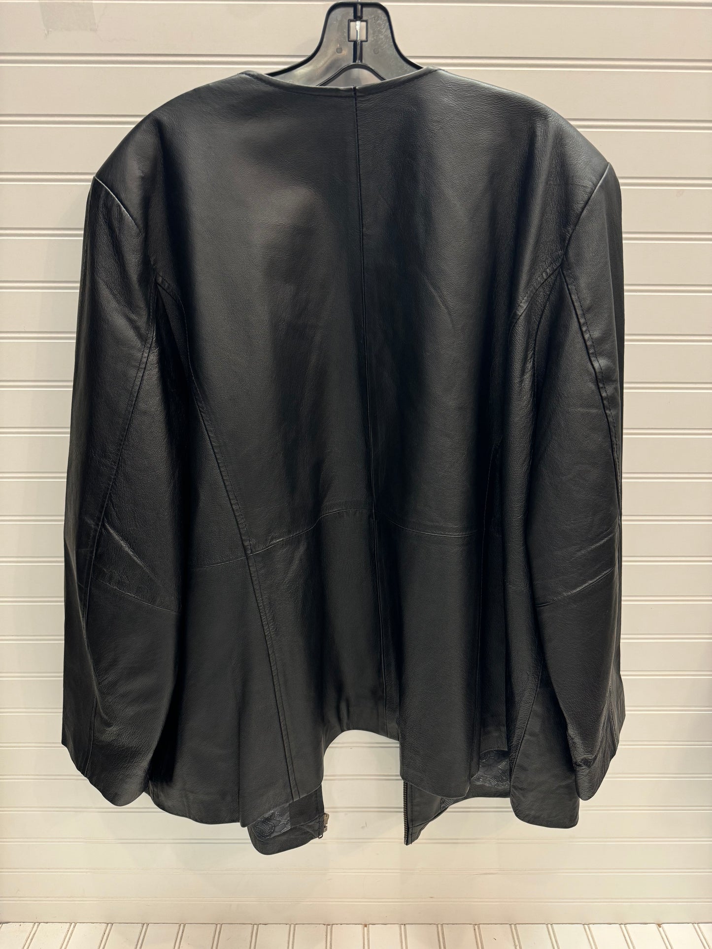 Jacket Leather By Maggie Barnes In Black, Size: 2x