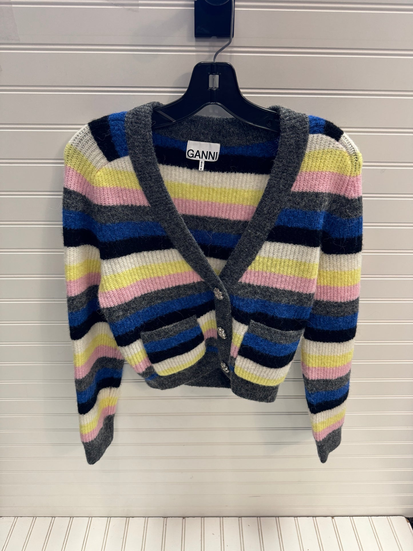 Sweater Cardigan By Ganni In Multi-colored, Size: Xs