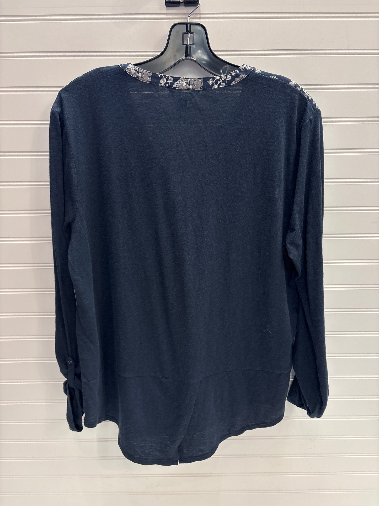 Top Long Sleeve By Lucky Brand In Blue & White, Size: L