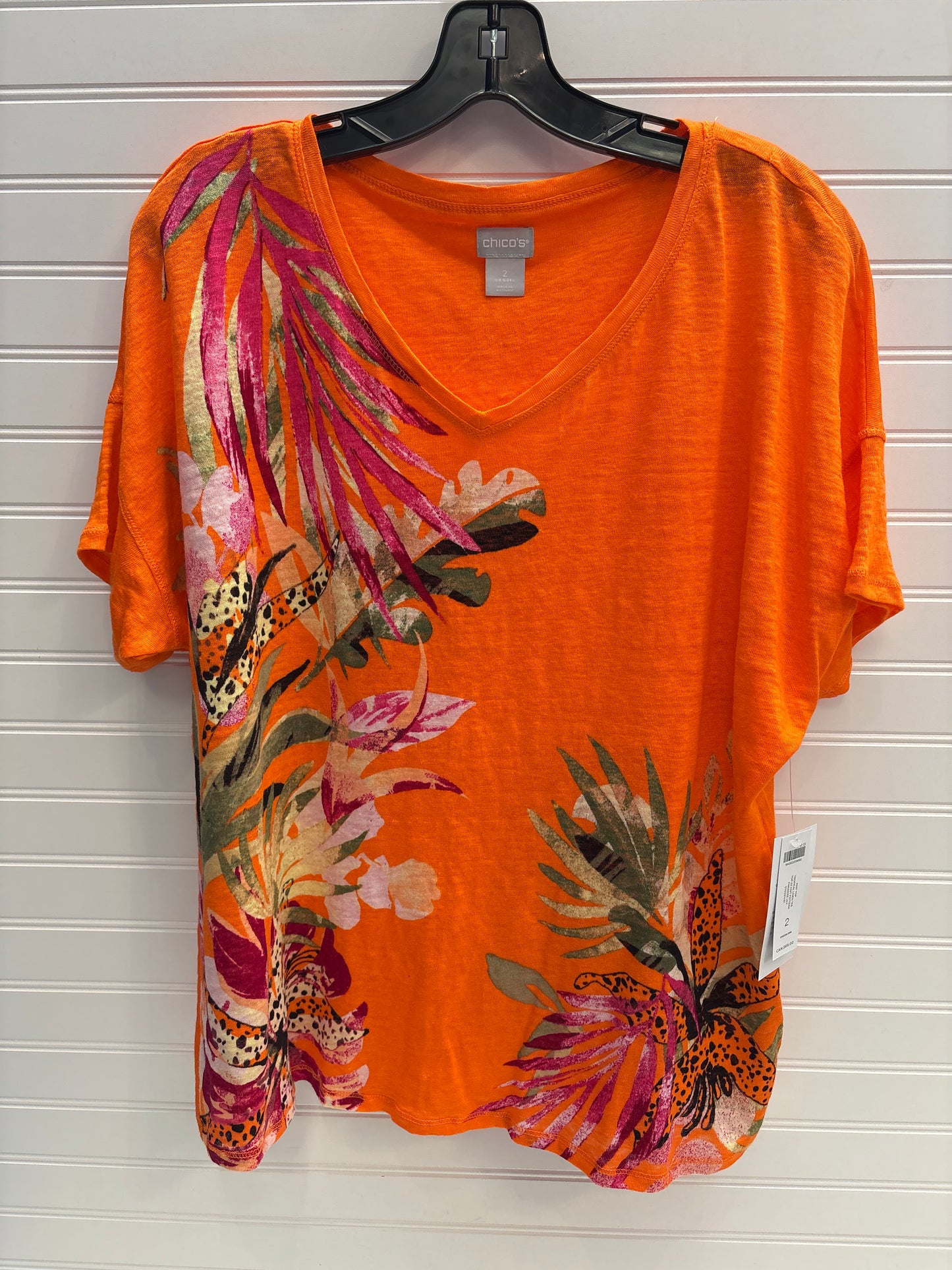 Top Short Sleeve By Chicos In Multi-colored, Size: L