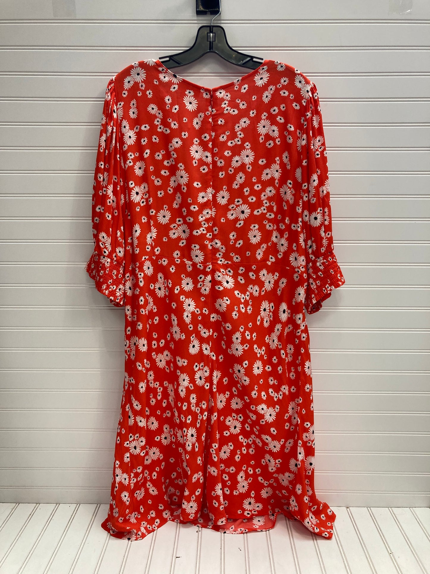 Orange & White Dress Casual Midi Rixo, Size 20