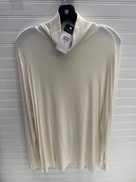 Top Long Sleeve Designer By Lauren By Ralph Lauren In Ivory, Size: 2x