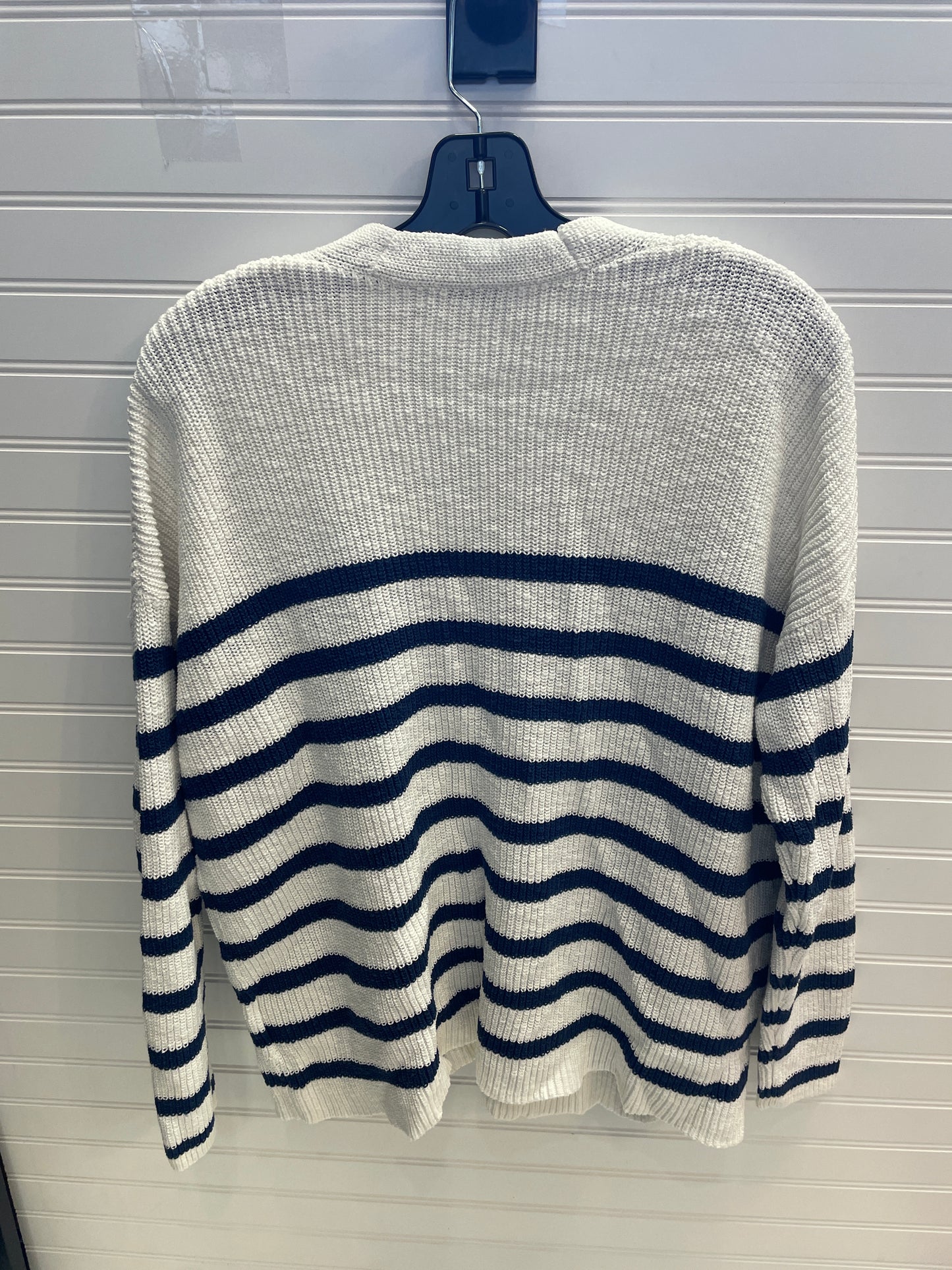 Sweater Cardigan By Madewell In Blue & White, Size: M