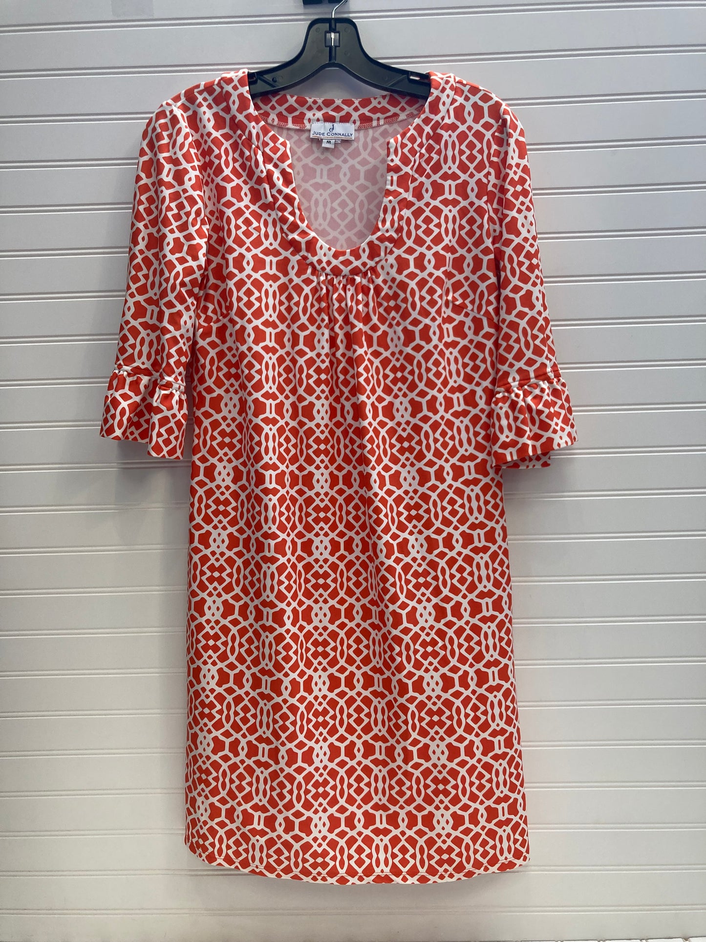 Orange & White Dress Casual Short Jude Connally, Size M