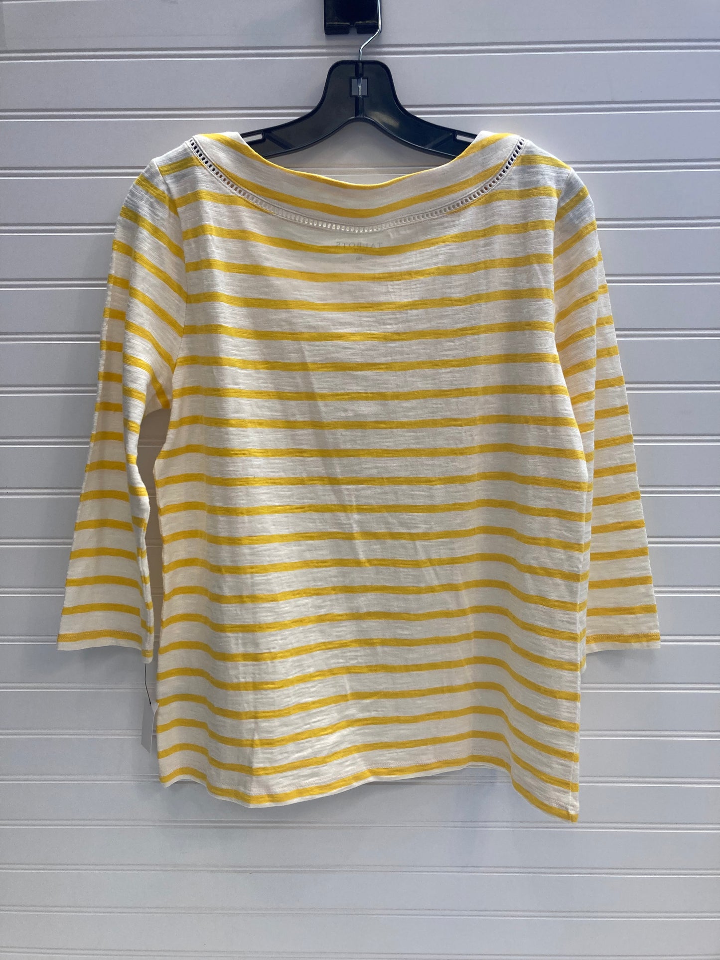 Top 3/4 Sleeve By Talbots In Cream & Yellow, Size: Petite  M