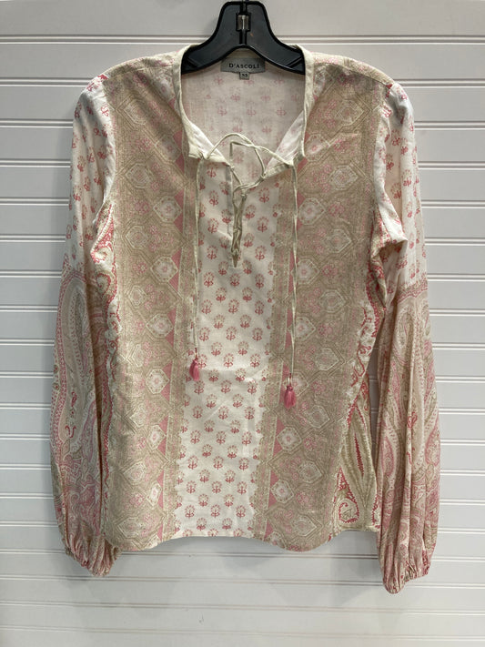 Top Long Sleeve By D’ASCOLI In Pink & White, Size: Xs