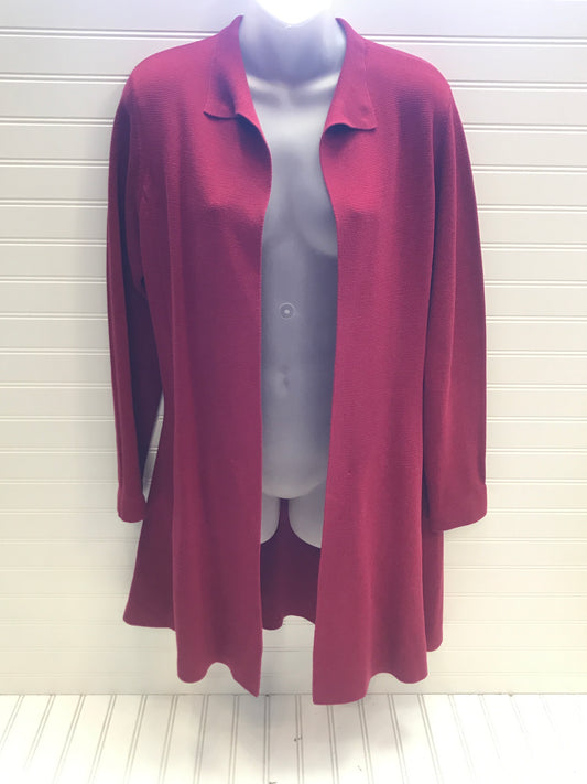 Sweater Cardigan By Eileen Fisher In Red, Size: S